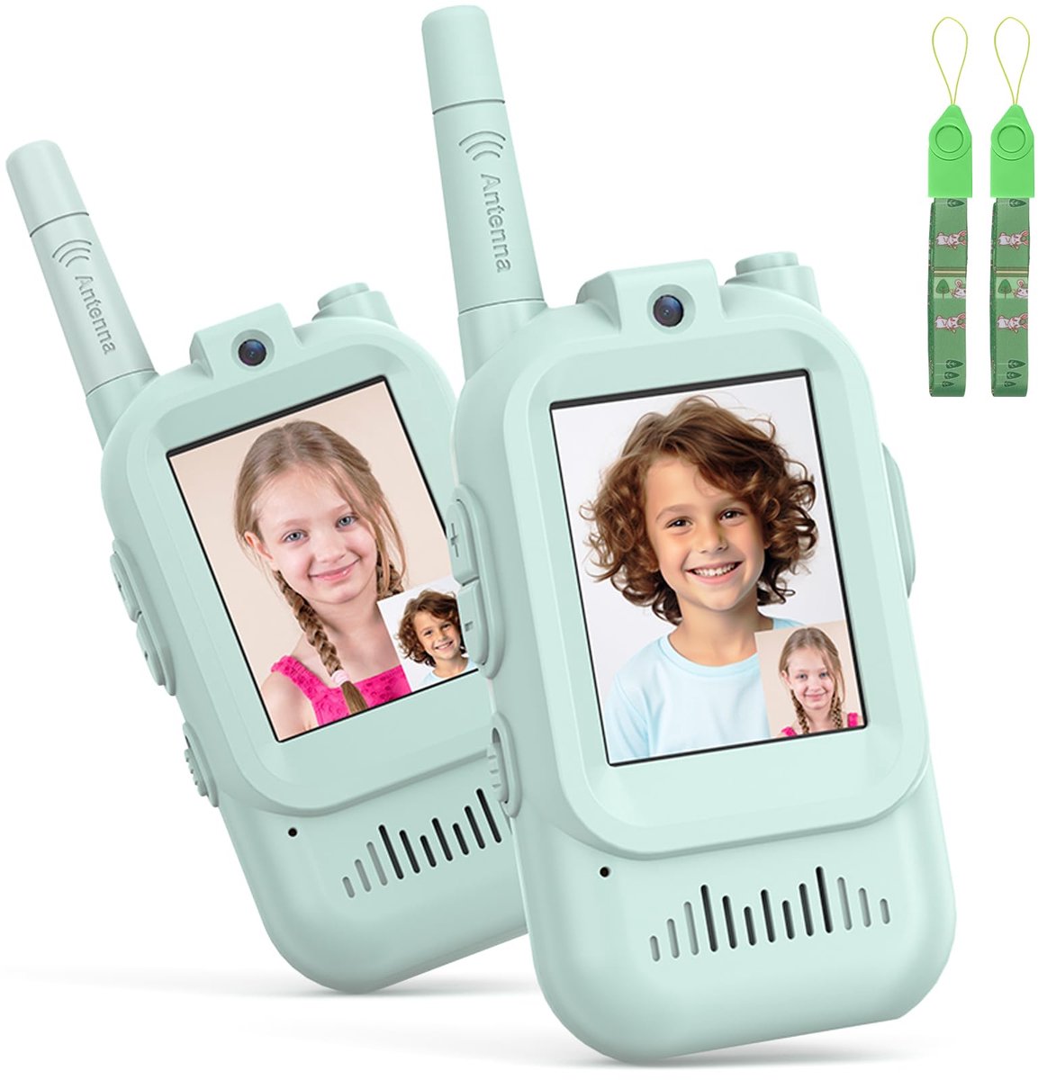 SnelShoppen - Videowalkietalkies voor kinderen 2-pack met groot bereik, 2-weg radiovideowalkietalkies, buitenspeelgoed voor jongens en meisjes, kamper