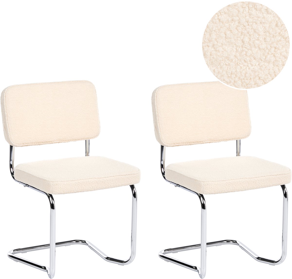 IRWIN - Eetkamerstoel set van 2 - Lichtbeige - Bouclé