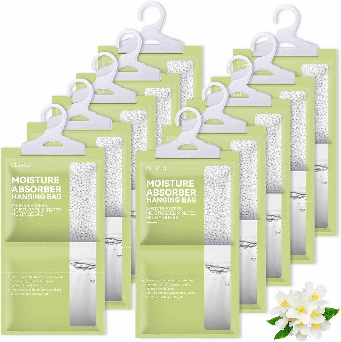 SnelShoppen - 10 Stuks Vochtvangers - Dehumidifier Hangende Zakjes 230g - Effectieve Vochtabsorber - Calcium Chloride - Groene Vochtbestrijding voor H