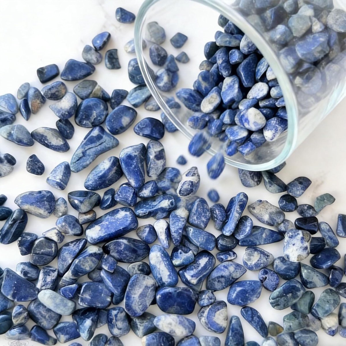 SnelShoppen - Gemstone Set 400 g Kleine Decoratieve Natuurstenen voor Aquarium, Bloempotten, Sieraden Maken en Huisdecoratie - Blauw en Wit