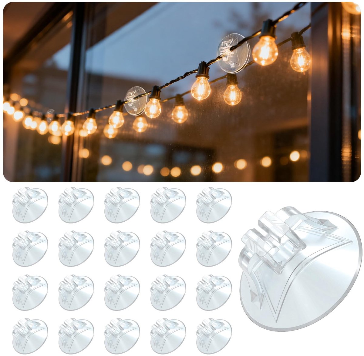 Dailygoods - 60 Stuks Transparante Zuignappen met Kabelgleuf - Voor Decoraties en Lichtkettingen