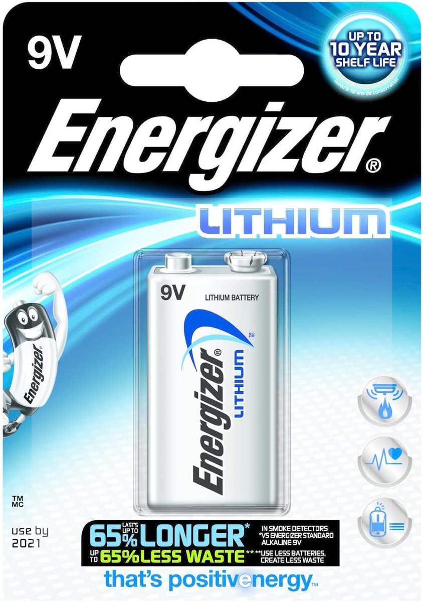 SnelShoppen - Lithium 9V Batterij - Super Premium 9 Volt - Lichtgewicht en Langdurig - Ideaal voor Rookmelders en Professionele Audio Apparatuur - 1 S