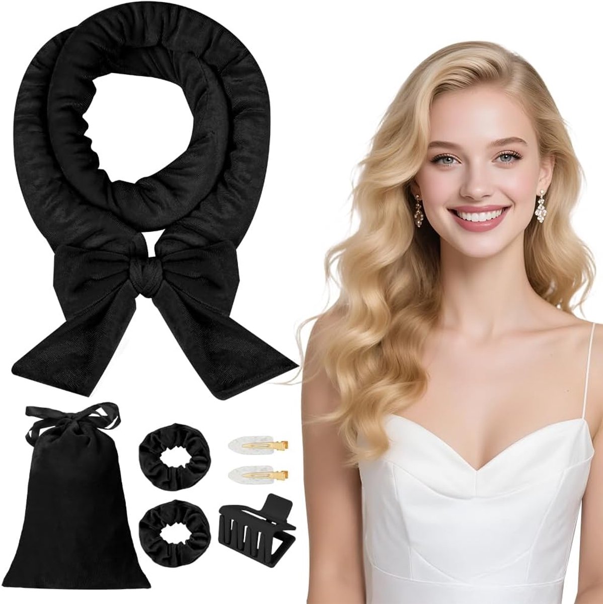 SnelShoppen - Heatless Curlers Set 7 Stuks - Velvet Nachtkrullers voor Volumineuze Krullen - Geschikt voor Alle Haartypes - Haaraccessoires voor Thuis