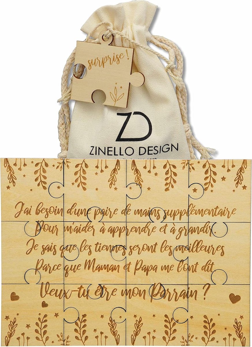 SnelShoppen - Houten Puzzel Zwangerschapsaankondiging voor Peetvader, Origineel en Gepersonaliseerd Cadeau, Grappige en Ongewone Aankondiging voor Geb