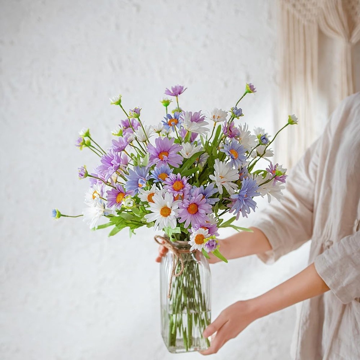 SnelShoppen - 6 Pcs Kunstbloemen Madeliefjes Kunstmatige Wildbloemen UV-bestendig voor Binnen en Buiten, Perfect voor Tafeldecoratie, Tuin, Feesten -