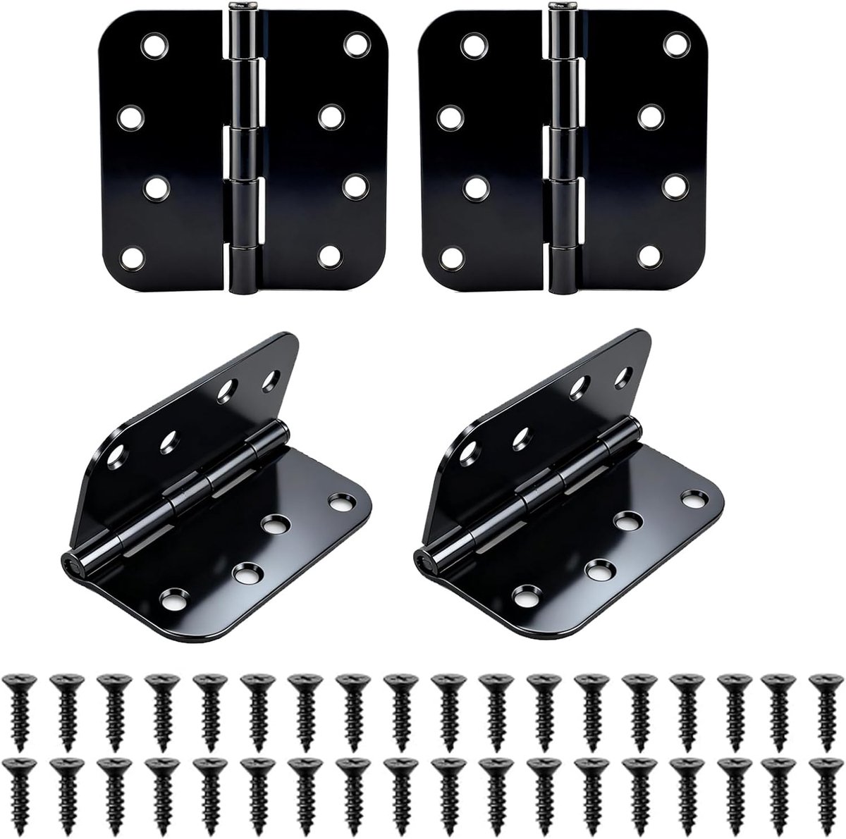 SnelShoppen - 4 Pack Zware Deurhengels 100x100 mm, Zwart, Vouwbare Scharnierband voor Binnen- en Buitendeuren, Inclusief Montage Schroeven