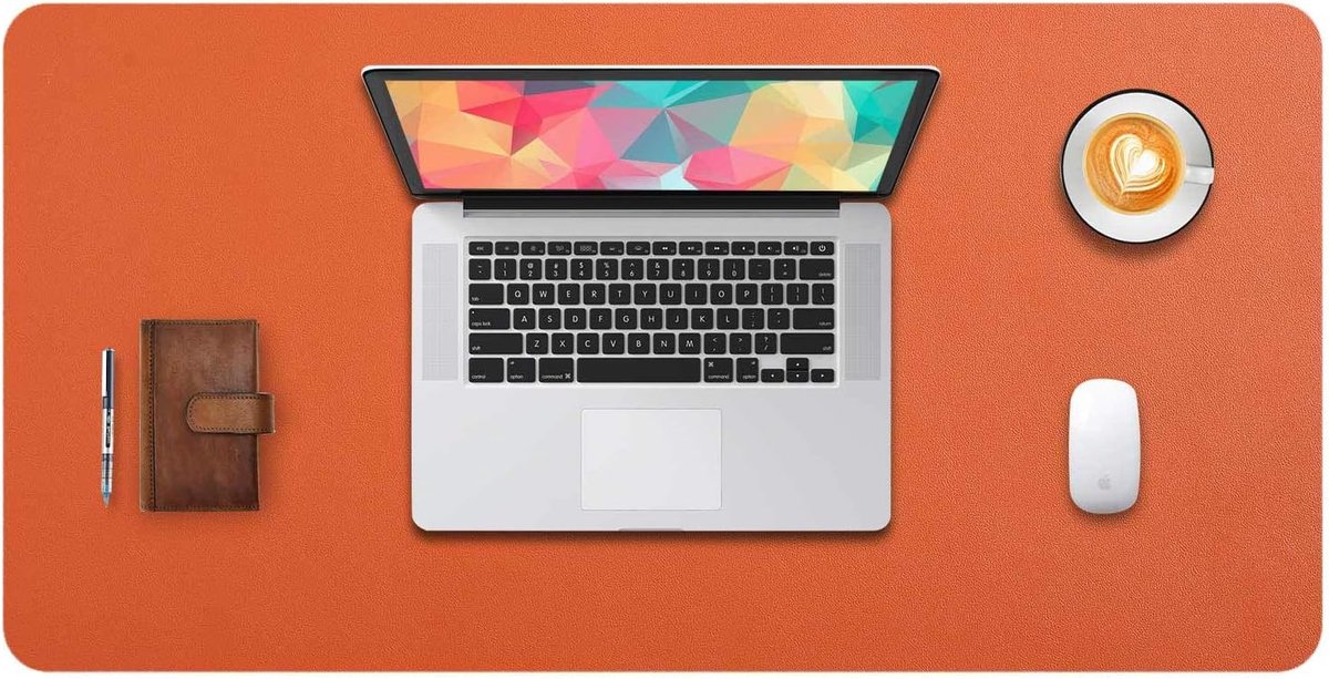 SnelShoppen - Grote Mouse Pad XL 80x40cm, Desk Mat Desk Blotting Paper, PU Leer Waterproof, Suede Antislip, Rood Oranje, Voor Kantoor en Thuisgebruik