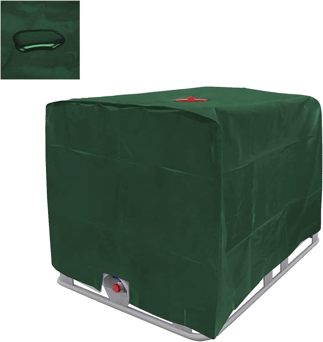 SnelShoppen - Tarpaulin voor IBC Water Tank 600L - Tank Cover Oxford 210D - Dustproof UV Bestendig - Beschermhoes voor IBC Container - Groene/Zwarte A
