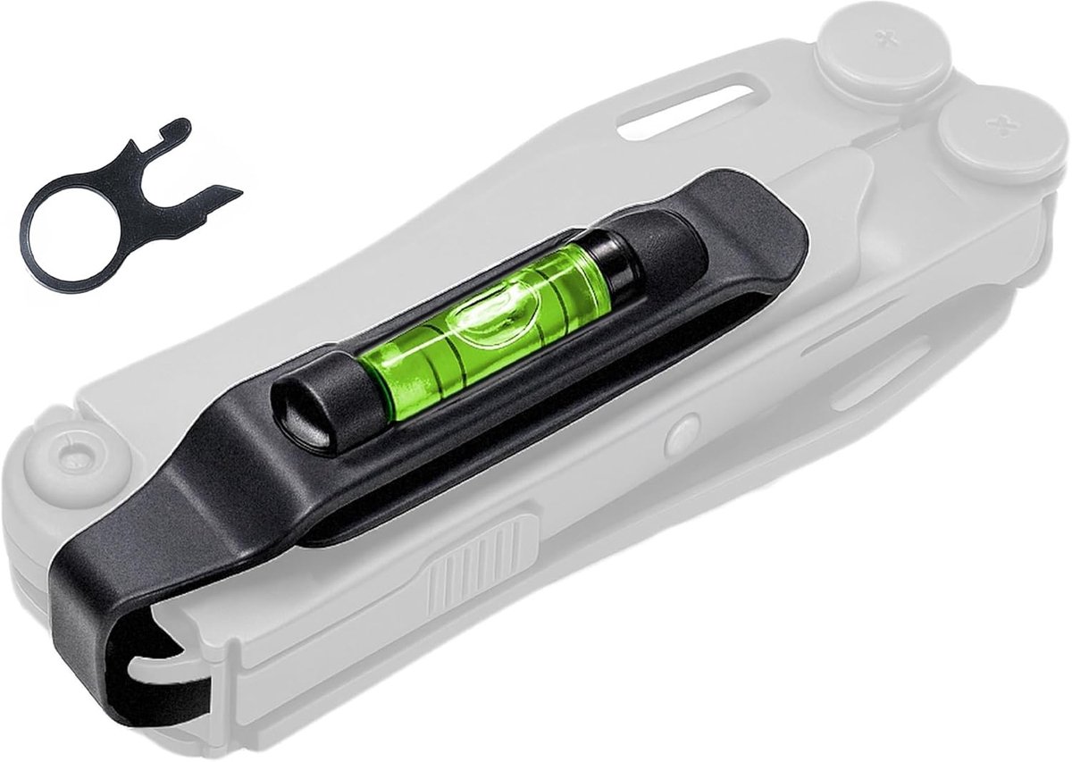 SnelShoppen - Galvanox Pocket Clip voor Multitool met Ingebouwde Waterpas en Quick Release Lanyard Ring - Duurzaam Koolstofstaal - Geschikt voor Charg