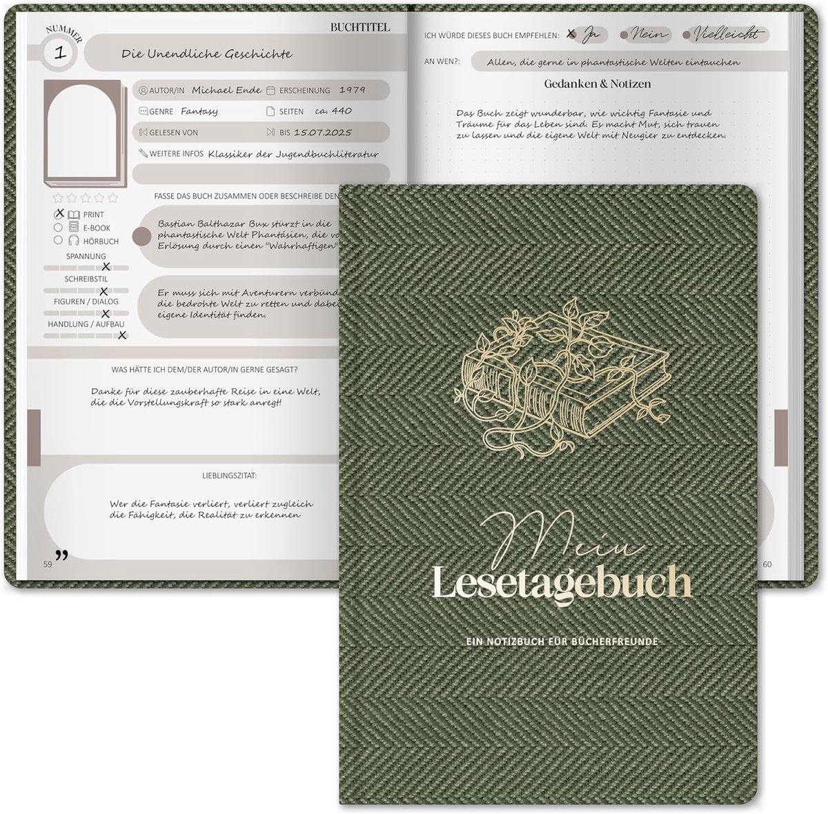 SnelShoppen - Volwassen Dagboek - Groene Stofstructuur - Perfect voor Notities, Creatieve Schrijfsels en Persoonlijke Reflecties - 200 Pagina's - Idea