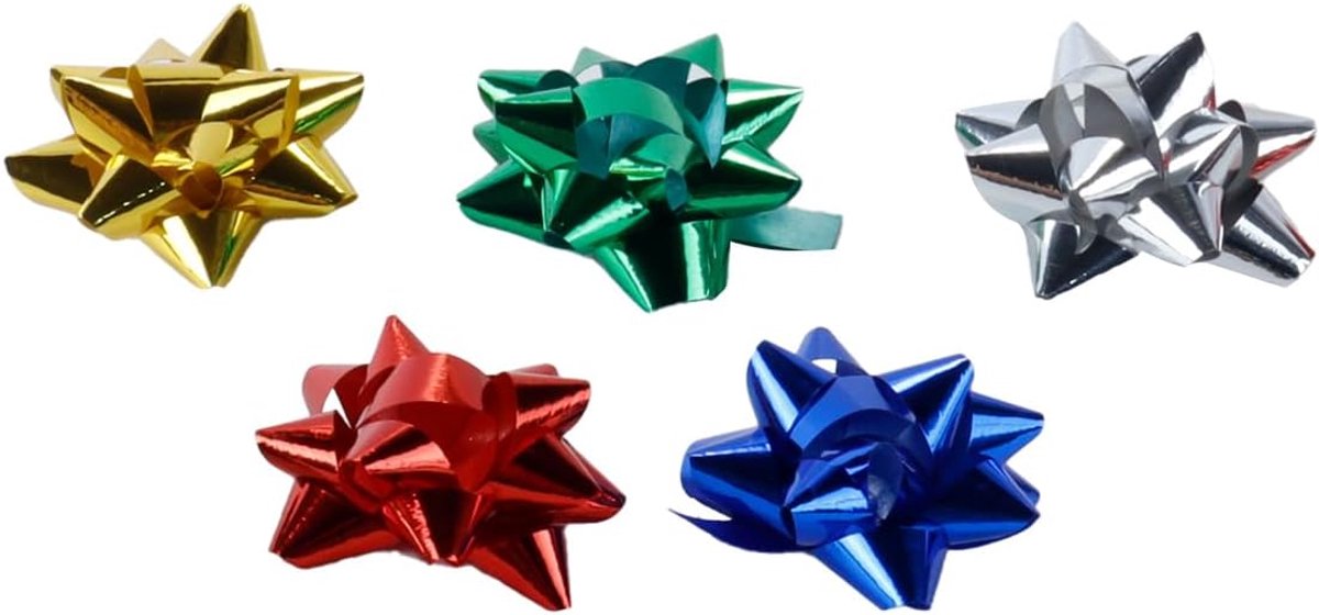SnelShoppen - 100 stuks Mini Zelfklevende Cadeaustrikken 5 cm voor Kerst, Bruiloften en Verjaardagscadeaus - Gemengd in 5 Kleuren (Zwart, Wit, Grijs,