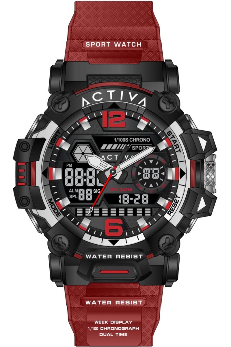 Activa Digital ACW8072-003 Heren digitale horloge - 49 mm