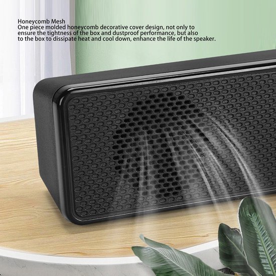 SnelShoppen - Bluetooth 5.0 Computer Soundbar, HiFi Stereo Desktop Luidspreker met 6 W Dual Full Range, AUX-aansluiting voor PC, Smartphone en Gaming — afbeelding 5