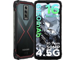 DOOGEE Blade 10 Pro Energy 4.5G - Robuuste Telefoon - Smartphone - Android 16 - 6150mAh/18W - 10.7mm - 50MP Camera - Gemini AI - UNISOC T7250 - 12 GB RAM+128 ROM（2TB/TF) - 6,56-inch HD+ 90Hz - Widevine L1 - Face ID - NFC - Drie sleuven - Grijs