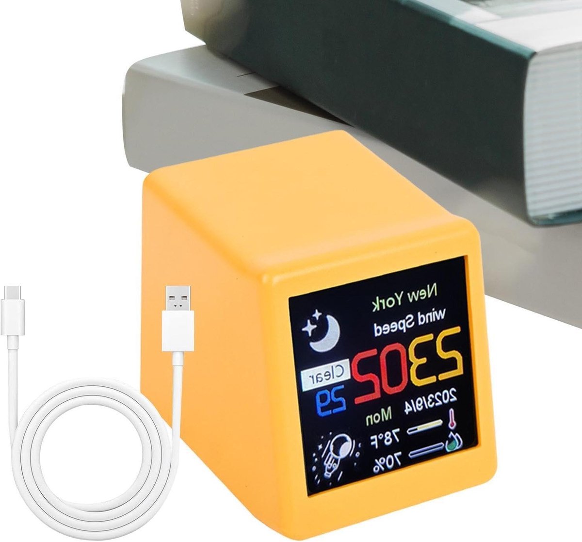 Digitale Weerklok - Slimme Klok Vochtmeter - Thuis Weer Checken - Realtime Weersvoorspelling - 3.5 x 4.8 x 4 cm