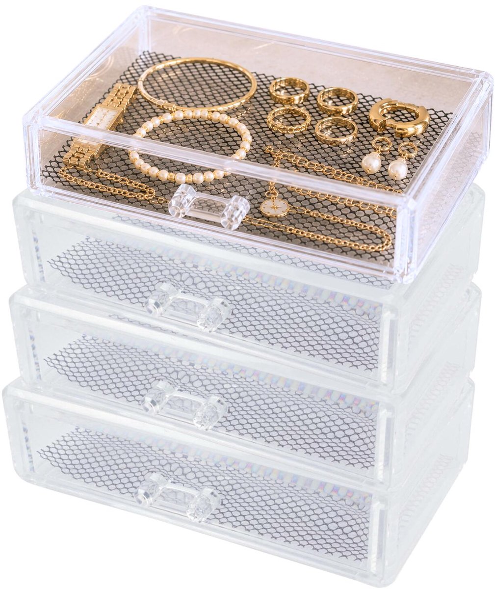 Benson care organizer - 4x - transparant - kunststof - 18 x 12 x 5 cm - opbergbakje