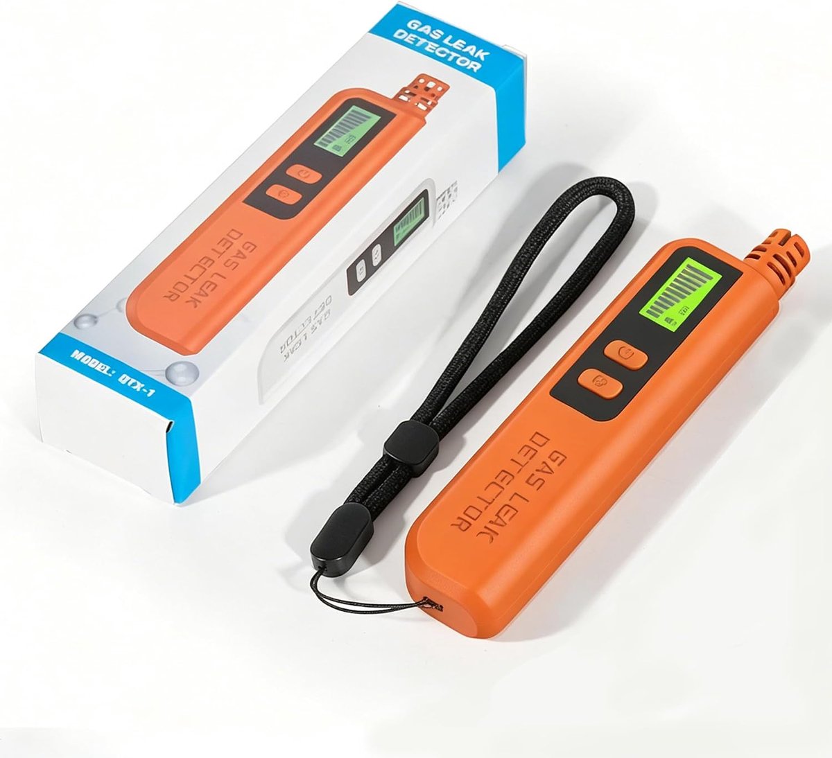gasmelder met visueel en akoestisch alarm, draagbare aardgasdetector, voor het detecteren van aardgas, methaan en propaan in woon- en camperomgevingen (oranje)