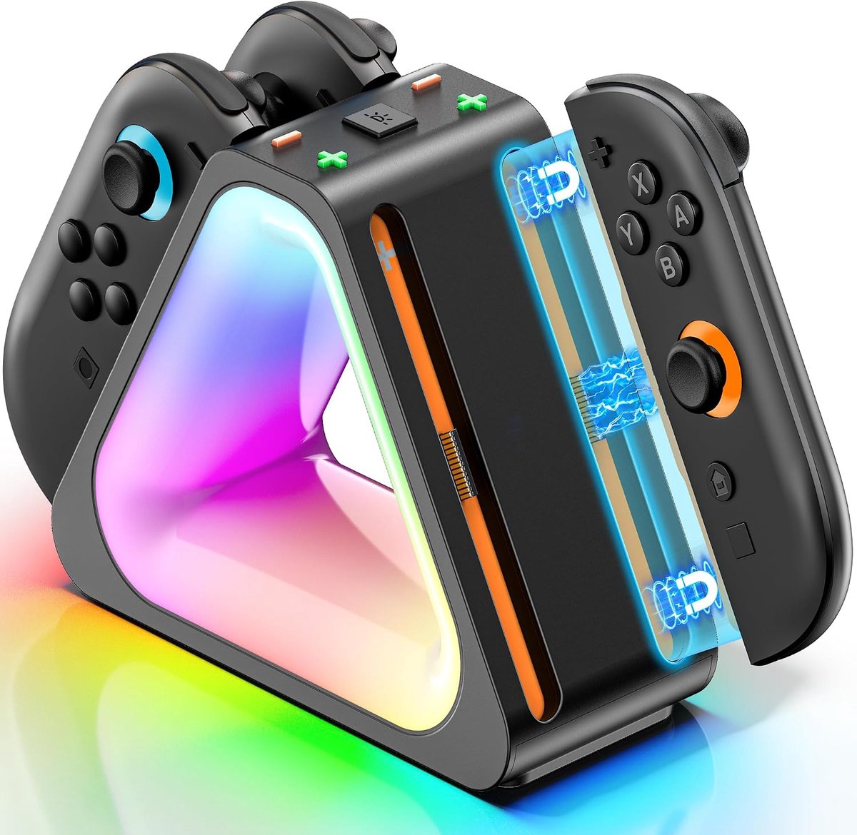 Oplaaddock voor 2025 Nintendo Joy-Con 2, snellader SW2 magnetisch oplaadstation met 7 lichtmodi, verbeterd controller oplaadstation voor Nintendo Switch 2 con accessoires
