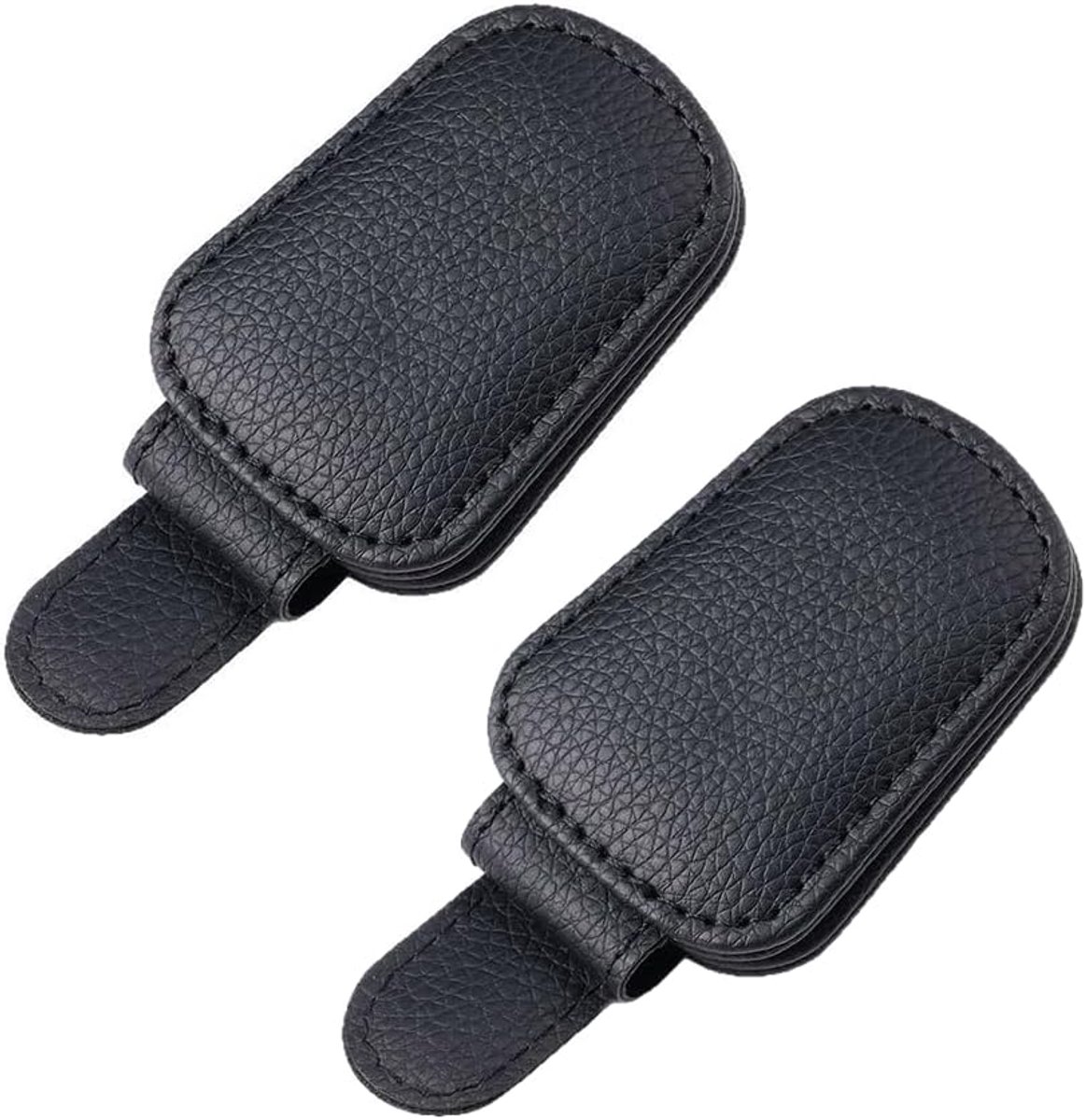 2 stuks brilhouders voor auto zonneklep, magnetische zonnebrilhouder auto, lederen brilhouder auto, universele autobrilhouder, ticketkaartclip, auto-accessoires interieur