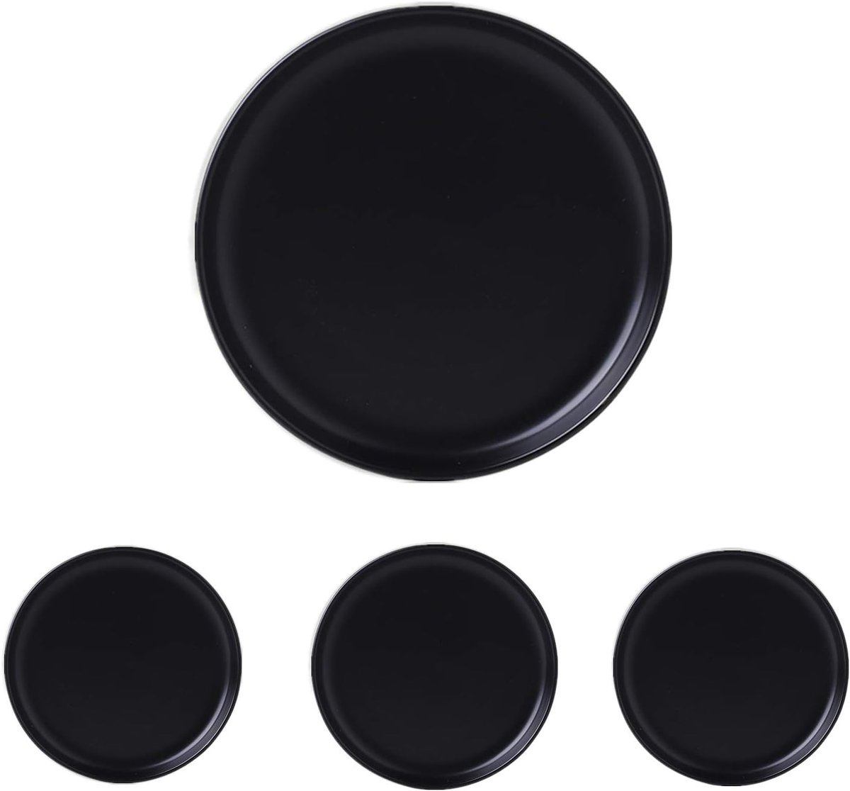 Set van 4 mini-borden van keramiek, mat, 15 cm, vaatwasmachinebestendig, magnetron- en ovenbestendig (15,2 cm, zwart)