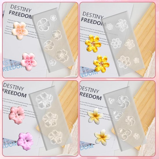 Mallen voor nagelbedels met bloemen, 3D gel-nagelkunstmal, snijmal, bloemensjablonen, doe-het-zelf-ontwerp, manicure, decoratie, accessoires, herbruikbare benodigdheden — afbeelding 3