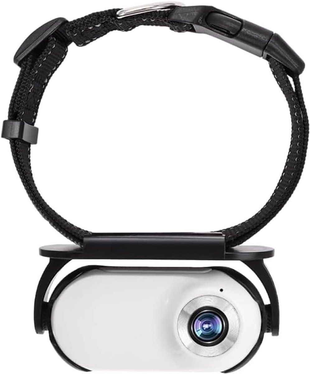 Huisdierhalsband camera voor katten en honden, geen wifi nodig actiecamera voor binnen en buiten, wit