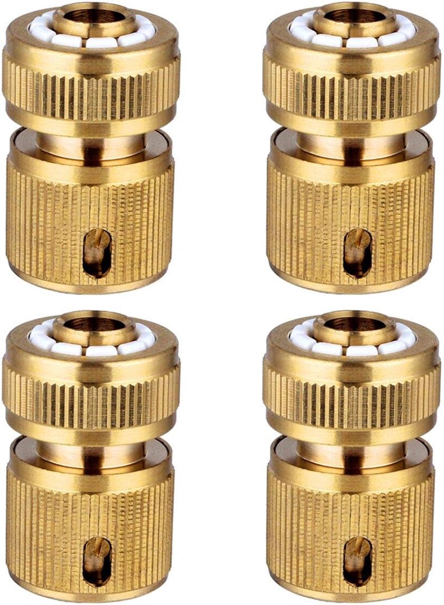 4 stuks messing slangconnector slanguiteinde snelkoppeling 1/2 inch slangpijp snelkoppeling voor tuinieren, thuis water geven, auto wassen