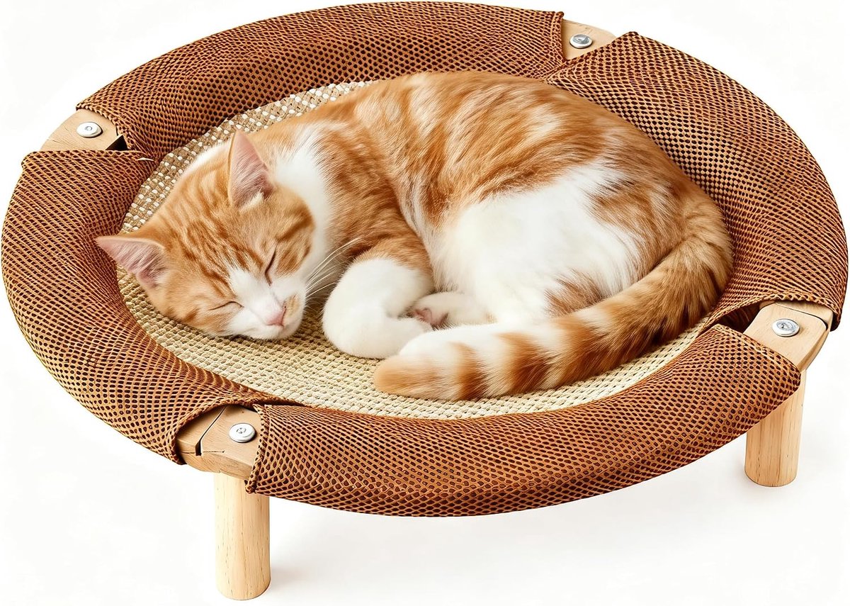 Krabplank voor katten, 2-in-1 natuurlijke jute kattenkrabmat, kattenligstoel, krabmeubel voor alle katten, beschermt meubels, ideaal om te slapen en te krabben, bruin