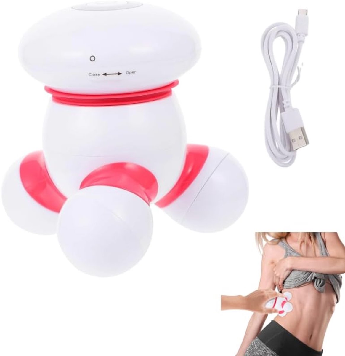 Lichaamsschoudermassageapparaat met warmte en handheld rugmassageapparaat voor acupunctuurpunt-therapie, driepotige acupunctuurpunt massageapparaat