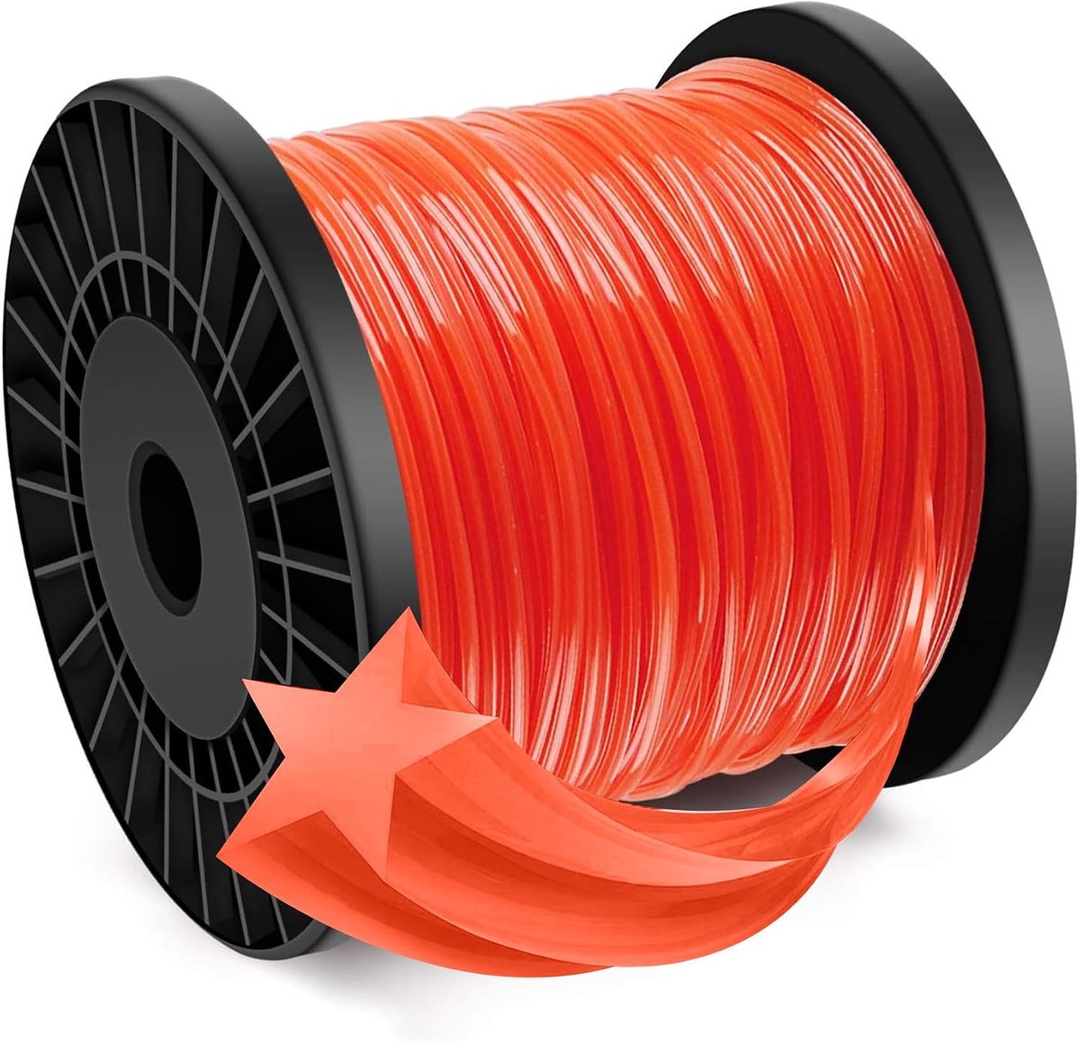 Line Trimmer Line Gazon Snijlijn Nylon gazontrimmer met 5 randen Diameter 2,4 mm x 100 m Oranje rood