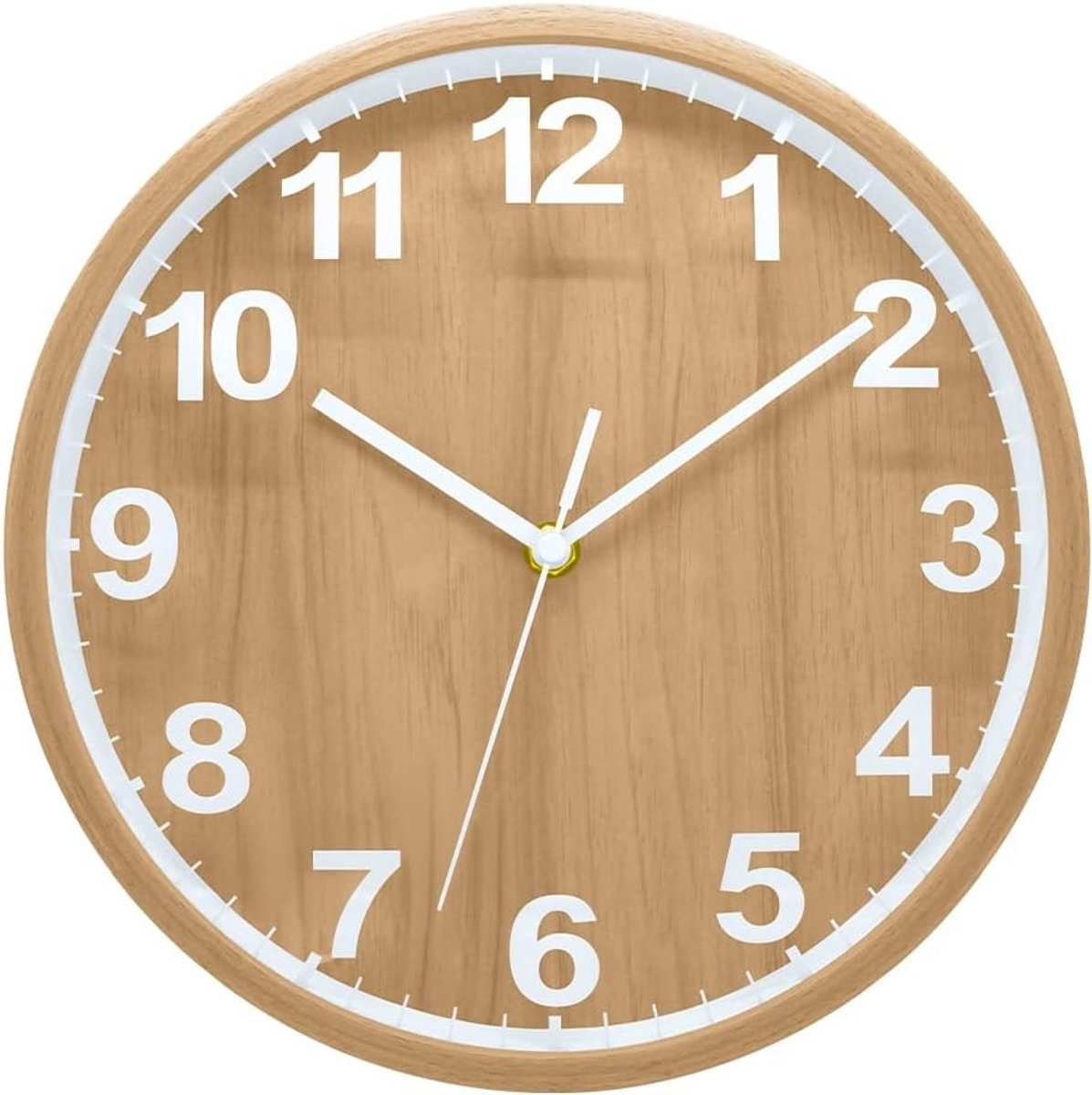 Moderne 10 Inch Houten Wandklok voor Woonkamer en Keuken - Stille Quartz Klok