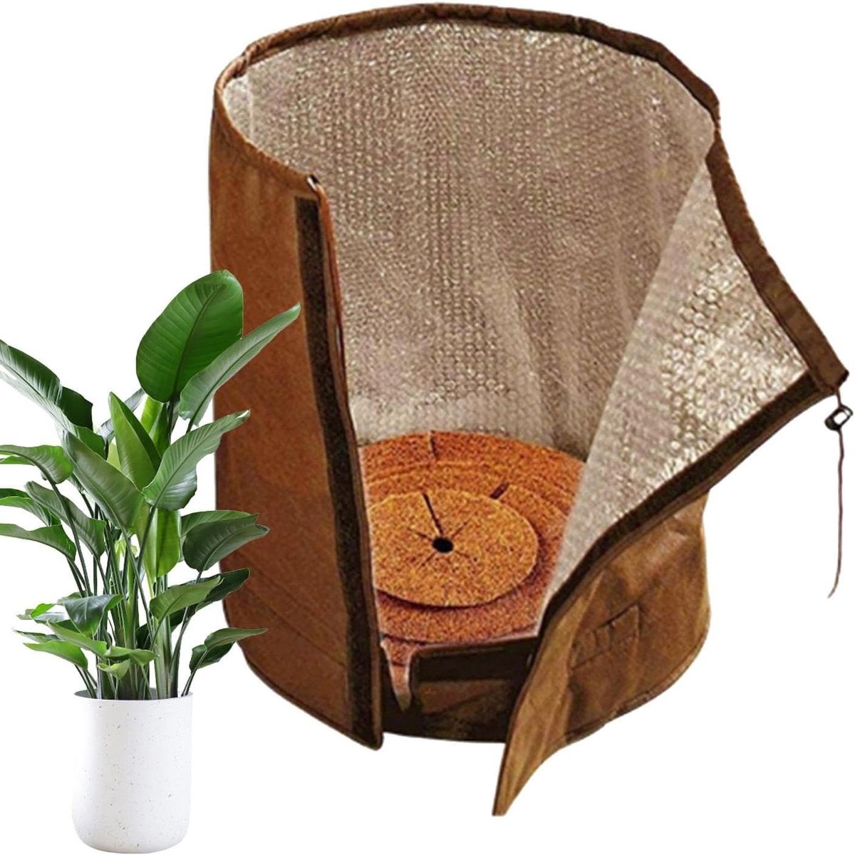 Plantenhoes Winter - Vorstbescherming Potten - Planten Beschermen - Herbruikbaar Polyester - 32 x 23 x 6 cm - Grijs