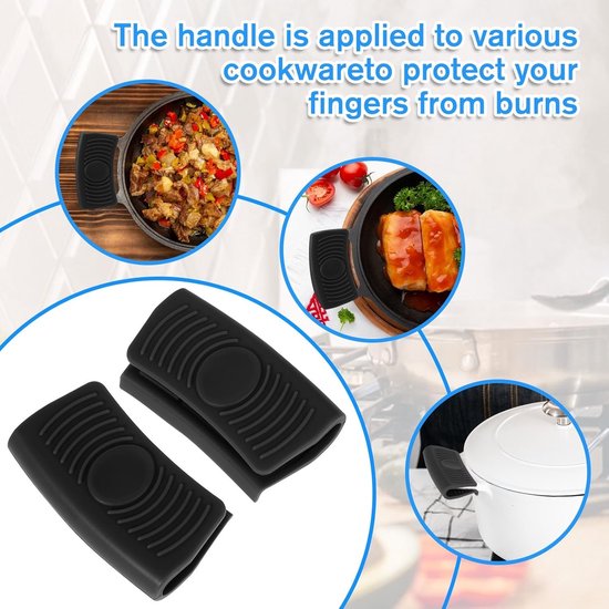 Siliconen Handgrepen voor Pannen, 2 Stuks, Warmtebescherming, Antislip Grip, Geschikt voor Kookgerei en Ovenplaten, 8 x 4 cm — afbeelding 4
