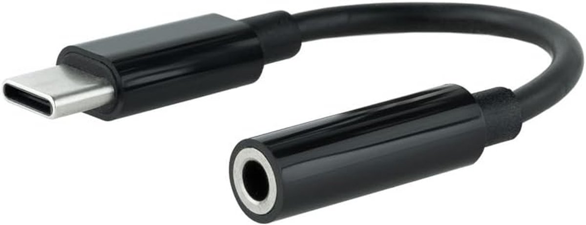 SnelShoppen - USB-C naar jack adapter kabel 3.5 mm, zwart, audio jack, compatibel met mobiele apparaten en koptelefoons, ideaal voor muziek luisteren