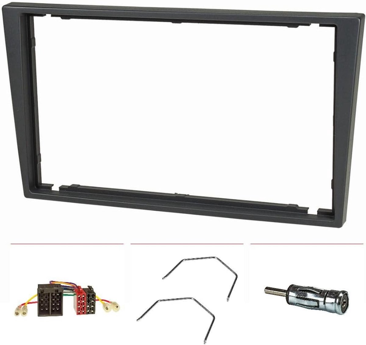 SnelShoppen - tomzz Audio 2439-006 Double Din Radio installatie frame Set voor Opel Corsa C Combo Omega B Vectra C Meriva - Grijs met radio adapter IS