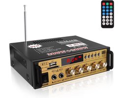 SnelShoppen - Mini Versterker HiFi Versterker Bluetooth 5.0 Stereo Audio 12V 220V 600W 2 Kanaals LCD Scherm Hoogwaardige Portable FM Radio SD/USB Kaar
