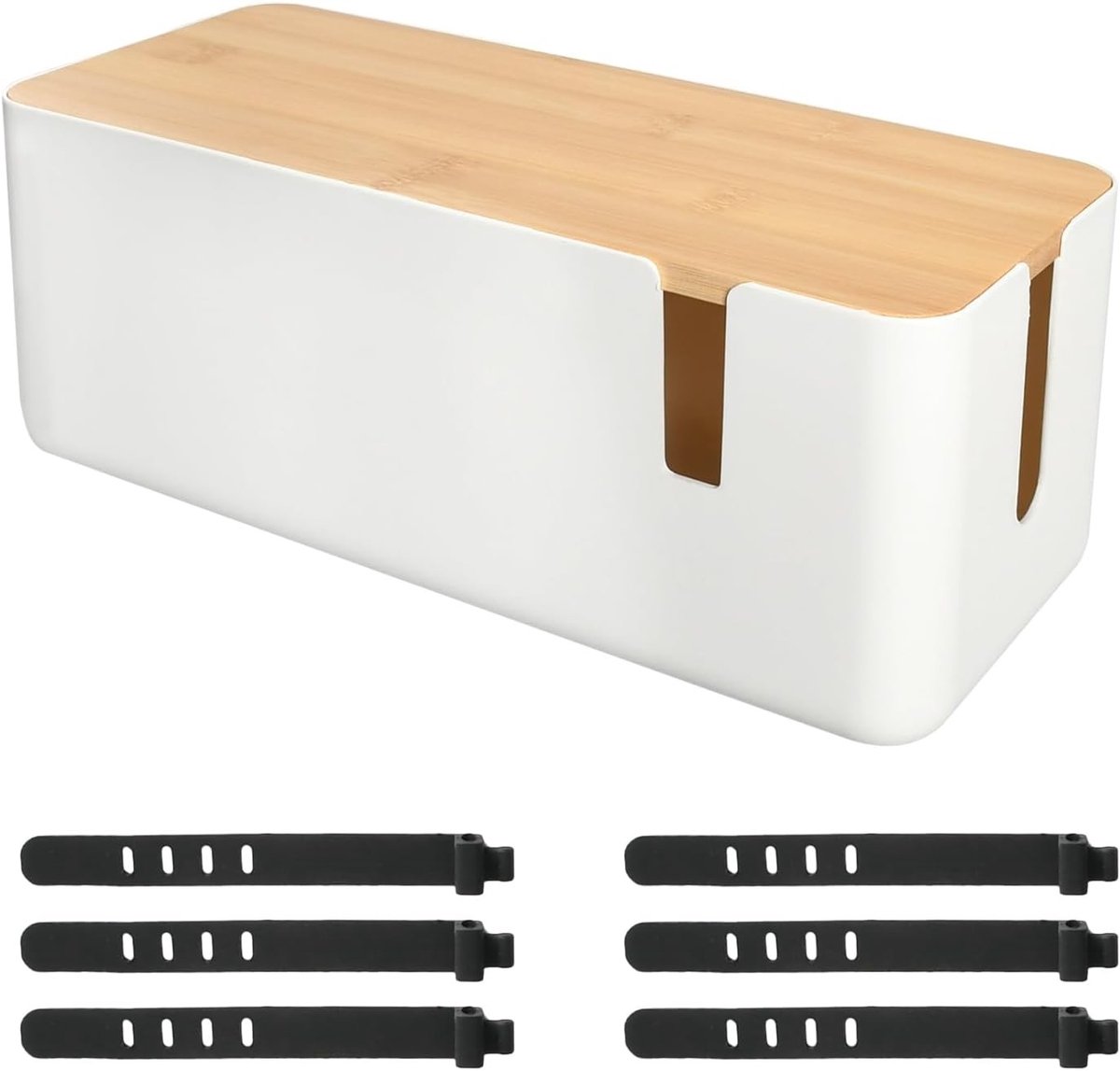 Kabelbox met Bamboe - Kabelopslag Organizer - Bureau Kabelbeheer - Ventilatie en Warmteafvoer - 30 x 12 x 11.5 cm