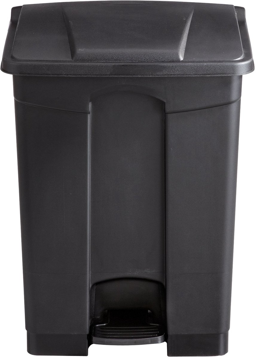 SnelShoppen - Plastic Stap-Op Prullenbak 17-Gallon Zwart, Handsfree en Ruimtebesparend voor Huis, Garage, Keuken en Tuin