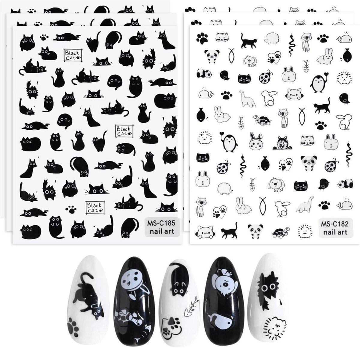 Dieren-nagelstickers - schattige cartoonstickers - doe-het-zelf nageldecoratie - creatief plezier voor kinderen - SnelShoppen