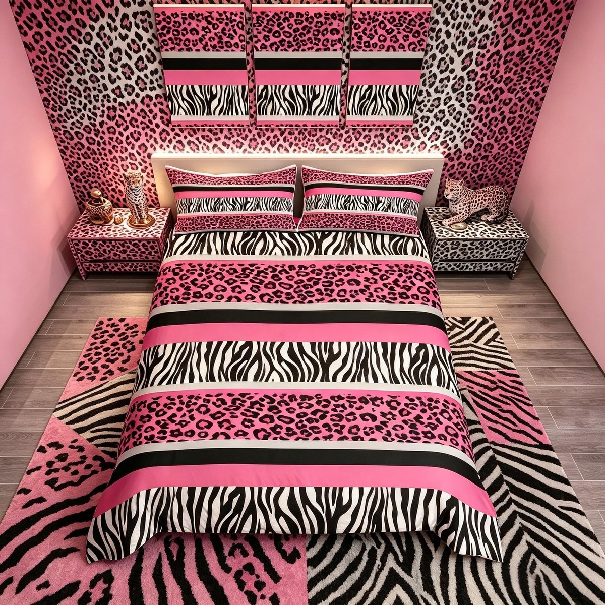 Omgoods - Duvet Cover Set met Zebra- en Luipaardprint voor Kinderen