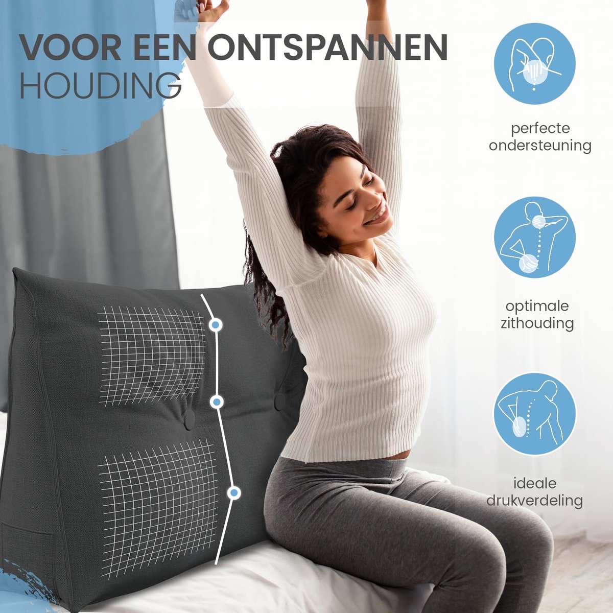 Omgoods - Rugkussen 90 cm - Comfortabel voor Bed en Bank