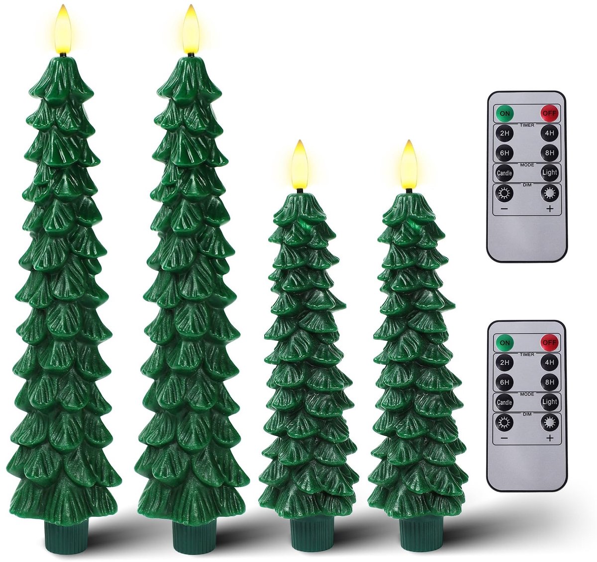 Omgoods - Set van 4 Flameless Kerstkaarsen met Afstandsbediening