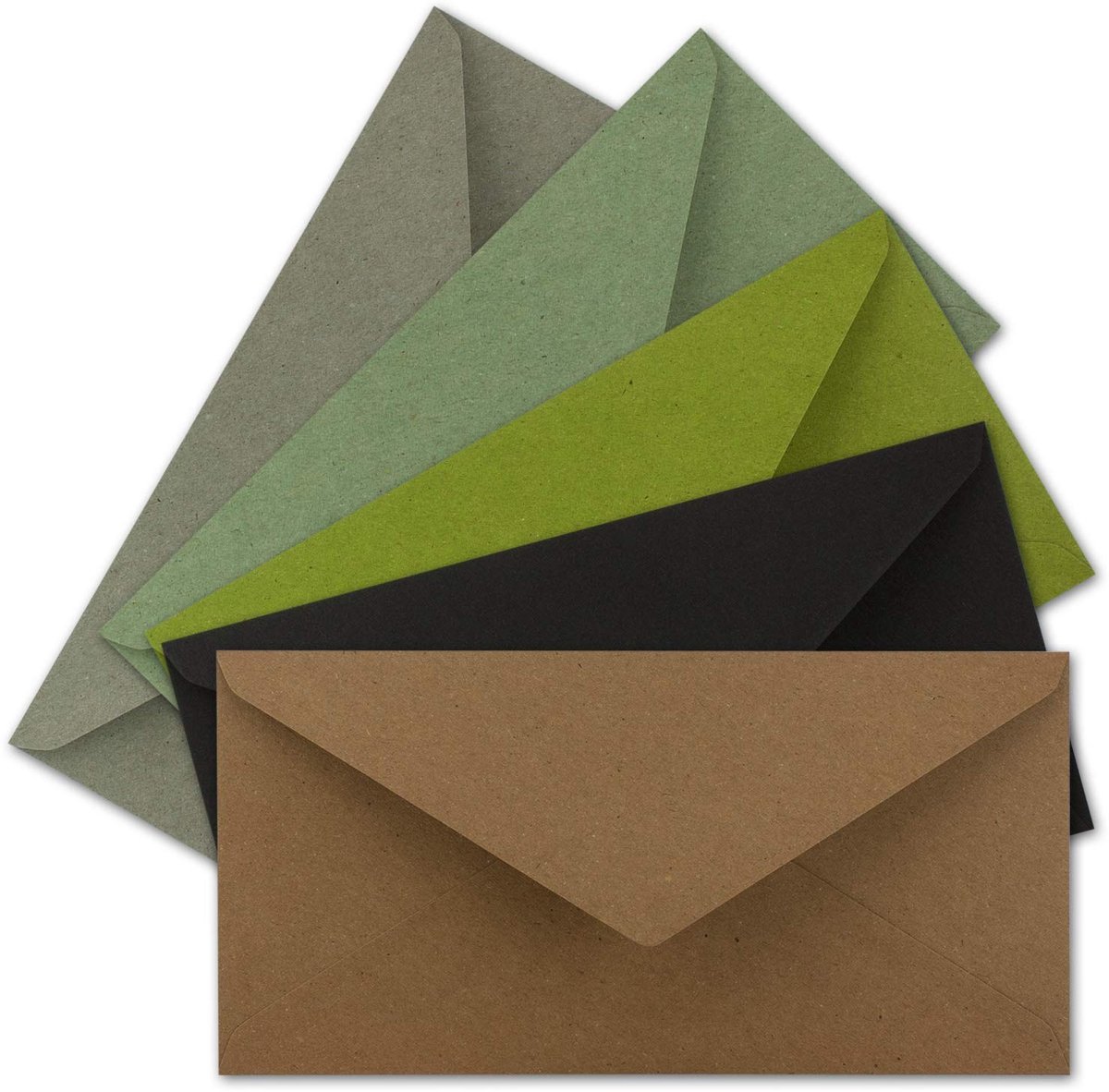 Omgoods - 50 Enveloppen in Kleurenmix - Long, Kraftpapier, Ideaal voor Uitnodigingen