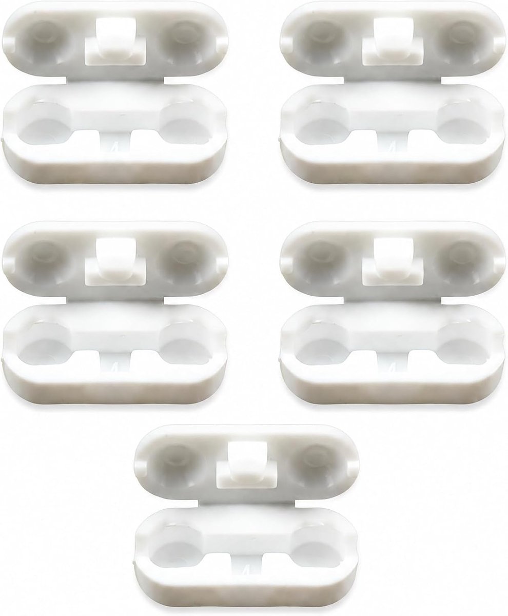 kettingverbinders van pvc, wit, voor kogeldiameter tot 4,5 mm, niet zelfontspannend, voor rolkettingen, parelkettingen, lamellengordijnkettingen, kogelkettingen of jaloeziekettingen, 5 stuks