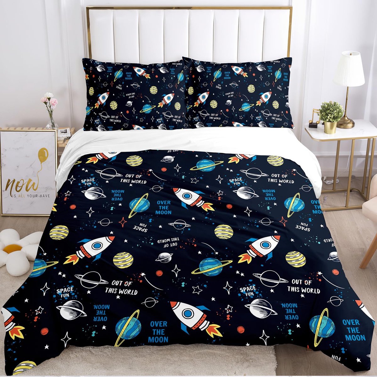 Omgoods - Ruimte Duvet Cover 200 x 200 cm met Ruimtevaart Ontwerp