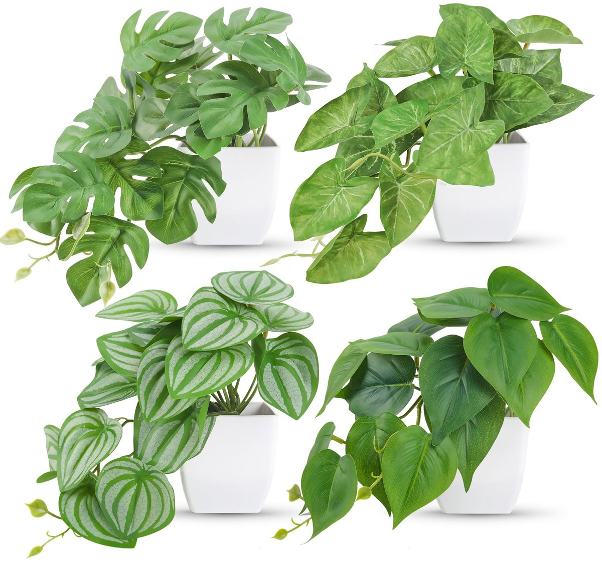 Omgoods - 4 Stuks Kleine Neppflanten - Kunstplanten voor Binnen en Buiten