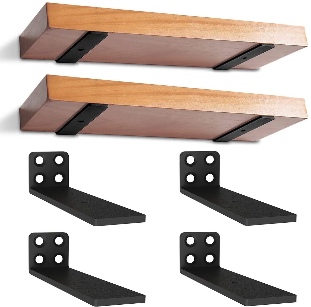 Omgoods - Heavy Duty Planksteun 12cm - 4 Stuks Zwart voor Wandmontage