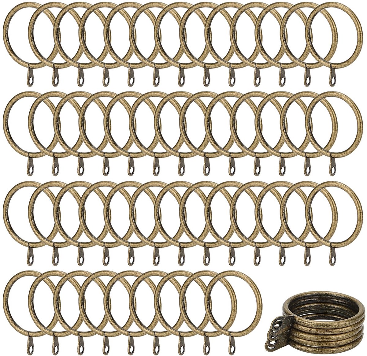 Omgoods - Set van 100 Messing Gordijnringen - 38mm Interne Diameter voor Gemakkelijk Schuiven