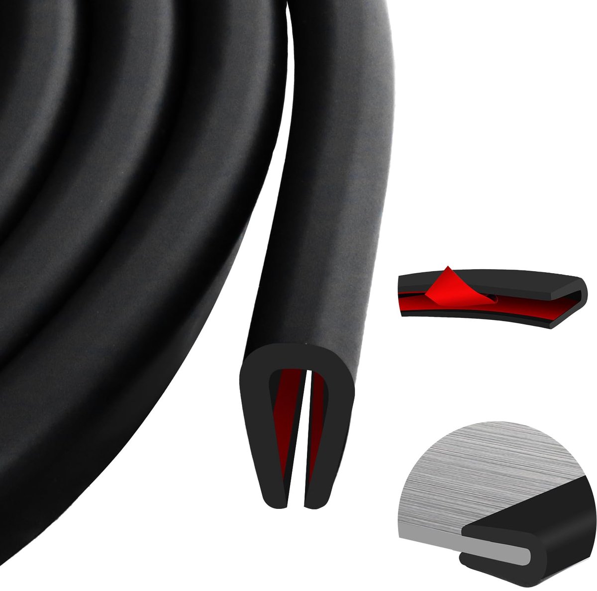 Omgoods - Zelfklevend Rubber Randbeschermprofiel - 3 m - Zwart
