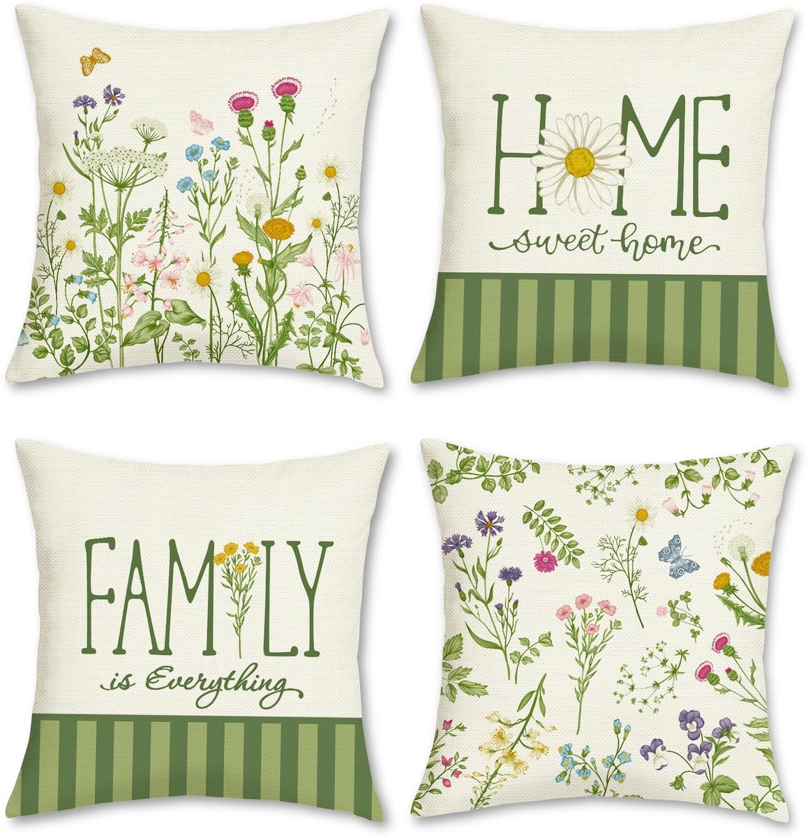 Omgoods - Voorjaarsbloemen Kussenslopen Set van 4 - 45 x 45 cm Tuin Bloemen